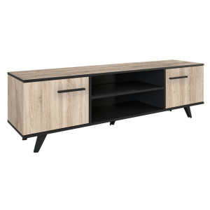Tv-meubel Piano 152 cm breed - Eiken met zwart