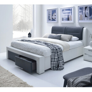 Tweepersoonsbed Cassandra-S 140x200cm in wit met zwart
