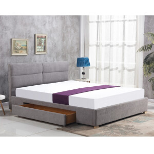 Tweepersoonsbed Merida 160x200cm in lichtgrijs