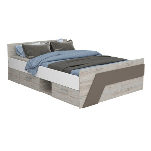 Tweepersoonsbed NONA 140x200 cm zand eiken met wit