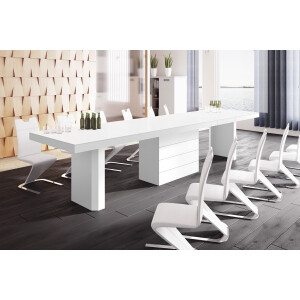 Uitschuifbare eettafel Kolos 140 tot 332 cm breed in mat wit