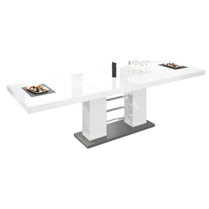 Uitschuifbare eettafel Linosa 160 tot 260 cm breed in hoogglans wit