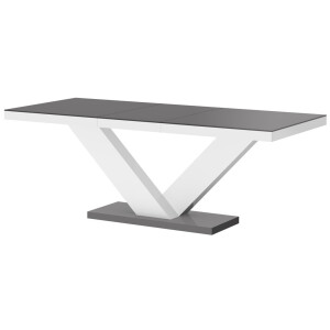 Uitschuifbare Eettafel Victoria 160cm tot 256cm - Hoogglans Grijs met Wit