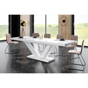 Uitschuifbare eettafel Viva 2 - 160 tot 256 cm breed in hoogglans wit