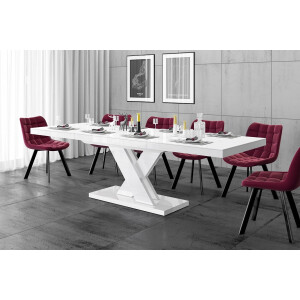 Uitschuifbare eettafel Xenon lux 160 tot 256 cm breed in hoogglans wit