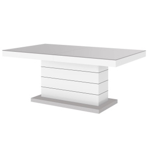 Uitschuifbare salontafel Matera Lux 120 tot 170 cm breed in mat lichtgrijs met wit