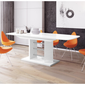 Uitschuifbare eettafel Linosa 160 tot 256 cm breed in hoogglans wit