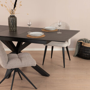 Sohome Uitschuifbare Eettafel 'Parker' Keramiek, 200-240 x 100cm, kleur zwart