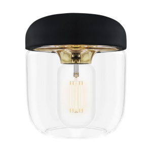 Acorn lampenkap zwart met brass -  Ø 14 cm