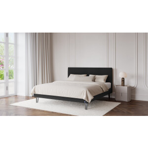 BRUNO Classic bed 140x200cm in zwart / antraciet | Matrashardheid: Links H3 / Rechts H3 | Inclusief matras, lattenbodem en metalen poten