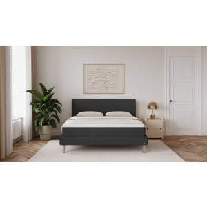 BRUNO Classic bed 180x200cm in zwart / antraciet | Matrashardheid: Links H2 / Rechts H3 | Inclusief matras, lattenbodem en metalen poten
