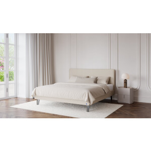 BRUNO Classic bed 180x200cm in beige | Matrashardheid: Links H2 / Rechts H2 | Inclusief matras, lattenbodem en metalen poten