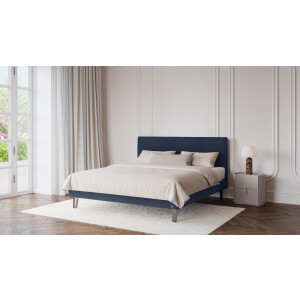 BRUNO Classic bed 200x200cm in de kleur blauw | Matrashardheid: Links H2 / Rechts H2 | Inclusief matras, lattenbodem en metalen poten