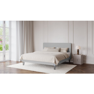 BRUNO Classic bed 140x200cm in lichtgrijs | Matrashardheid: Links H3 / Rechts H3 | Inclusief matras, lattenbodem en metalen poten