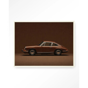 Urban Cotton Wandkleed 'Brown Porsche' 145 x 190cm in Floating Frame - off white