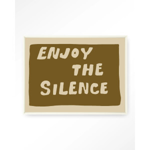 Urban Cotton Wandkleed 'Enjoy The Silence Green' 145 x 190cm in Floating Frame - off white