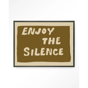 Urban Cotton Wandkleed 'Enjoy The Silence Green' 80 x 110cm in Floating Frame - black