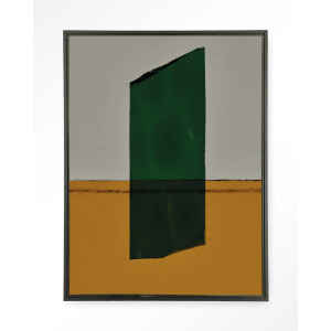 Urban Cotton Wandkleed 'Geen Mosgroen' 145 x 190cm in Floating Frame - black