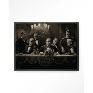 Urban Cotton Wandkleed 'Godfathers Table' 145 x 190cm in Floating Frame - black