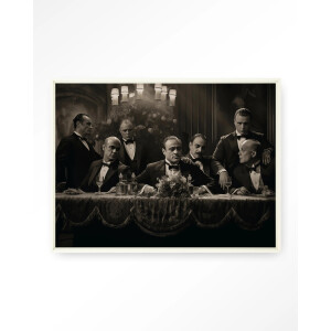 Urban Cotton Wandkleed 'Godfathers Table' 145 x 190cm in Floating Frame - off white