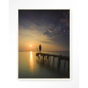 Urban Cotton Wandkleed 'Good Morning Cirebon' 80 x 110cm in Floating Frame - off white