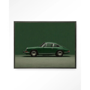 Urban Cotton Wandkleed 'Green Porsche' 145 x 190cm in Floating Frame - black