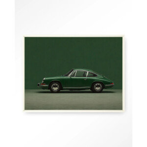 Urban Cotton Wandkleed 'Green Porsche' 145 x 190cm in Floating Frame - off white