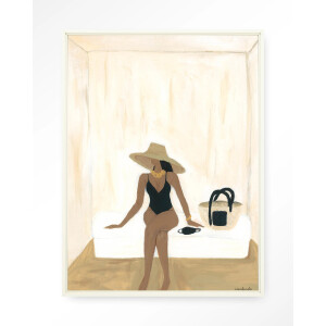 Urban Cotton Wandkleed 'Luxuriate Regardless' 110 x 145cm in Floating Frame - off white