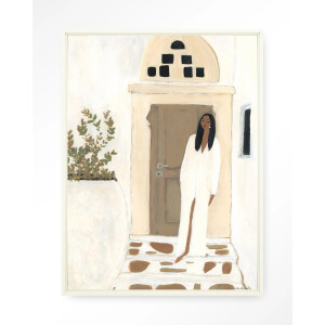 Urban Cotton Wandkleed 'Mediterranean Dream' 145 x 190cm in Floating Frame - off white
