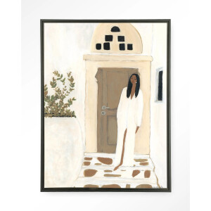 Urban Cotton Wandkleed 'Mediterranean Dream' 80 x 110cm in Floating Frame - black