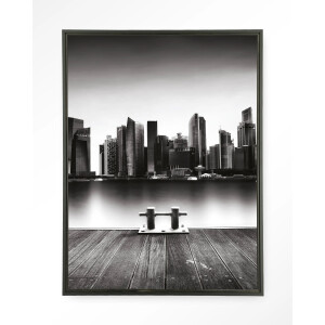 Urban Cotton Wandkleed 'Momentarily Silent' 110 x 145cm in Floating Frame - black