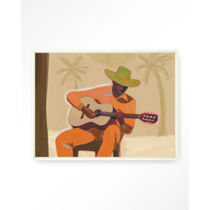 Urban Cotton Wandkleed 'Musician 2' 80 x 110cm in Floating Frame - off white