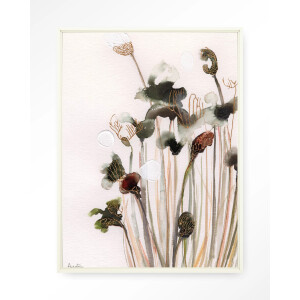 Urban Cotton Wandkleed 'Pastel Flowers 2' 80 x 110cm in Floating Frame - off white