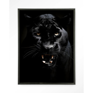 Urban Cotton Wandkleed 'Rawr Panther' 145 x 190cm in Floating Frame - black