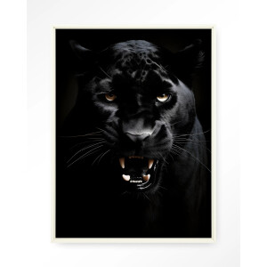 Urban Cotton Wandkleed 'Rawr Panther' 80 x 110cm in Floating Frame - off white