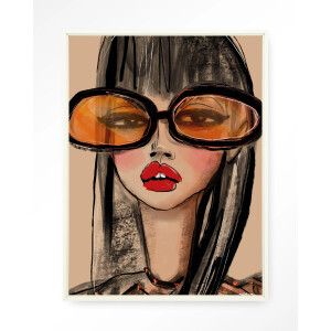 Urban Cotton Wandkleed 'Sunny Orange' 145 x 190cm in Floating Frame - off white