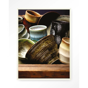 Urban Cotton Wandkleed 'Thousand Herbs' 110 x 145cm in Floating Frame - off white