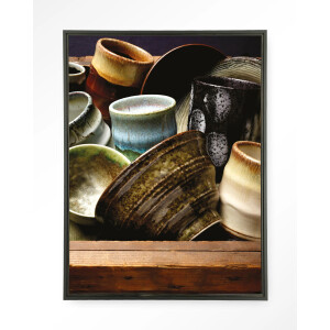 Urban Cotton Wandkleed 'Thousand Herbs' 80 x 110cm in Floating Frame - black