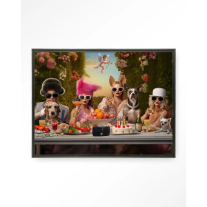Urban Cotton Wandkleed 'Uptown Table' 110 x 145cm in Floating Frame - black