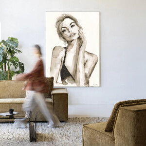 Urban Cotton Wandkleed 'A Woman's Face' 80 x 110cm in Frame - black