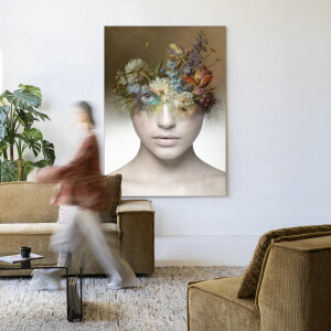 Urban Cotton Wandkleed 'Bloom' 80 x 110cm in Frame - black