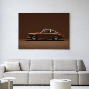 Urban Cotton Wandkleed 'Brown Porsche' 145 x 190cm in Frame - black