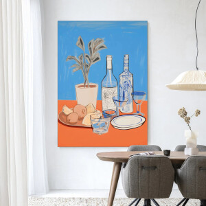 Urban Cotton Wandkleed 'Cocktail Table' 110 x 145cm in Frame - black