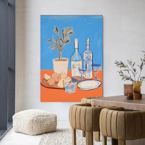 Urban Cotton Wandkleed 'Cocktail Table' 145 x 190cm in Frame - black