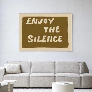 Urban Cotton Wandkleed 'Enjoy The Silence Green' 110 x 145cm in Frame - black