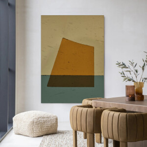 Urban Cotton Wandkleed 'Geen Beige' 145 x 190cm in Frame - black
