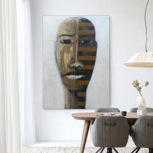 Urban Cotton Wandkleed 'Head 1' 80 x 110cm in Frame - black