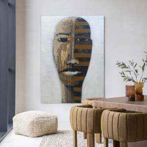 Urban Cotton Wandkleed 'Head 1' 145 x 190cm in Frame - black
