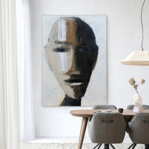 Urban Cotton Wandkleed 'Head 2' 80 x 110cm in Frame - black