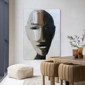 Urban Cotton Wandkleed 'Head 2' 145 x 190cm in Frame - black